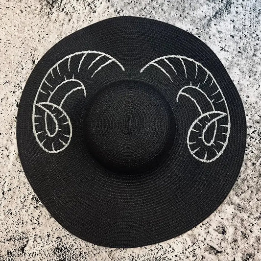 Floppy Sun Hat - XL Brim - Curly Horns