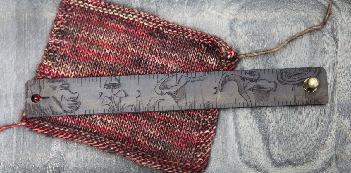 Mushroom Leather Ruler Cuff with Bronze Stud for Crafting