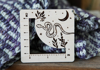 Snake with Moon Gauge Ruler - Maple & Bronze Fiber Arts
