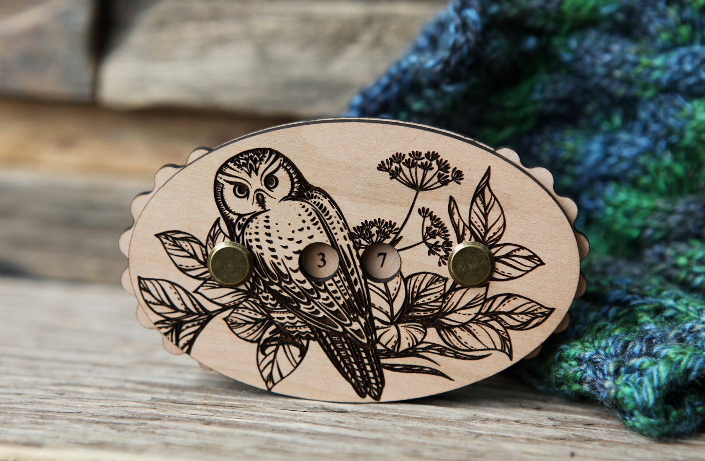 Owl Cherry Wood Knitting & Crochet Row Counter