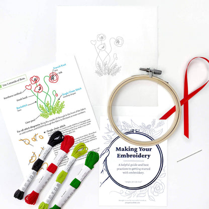 Poppy 4" embroidery kit