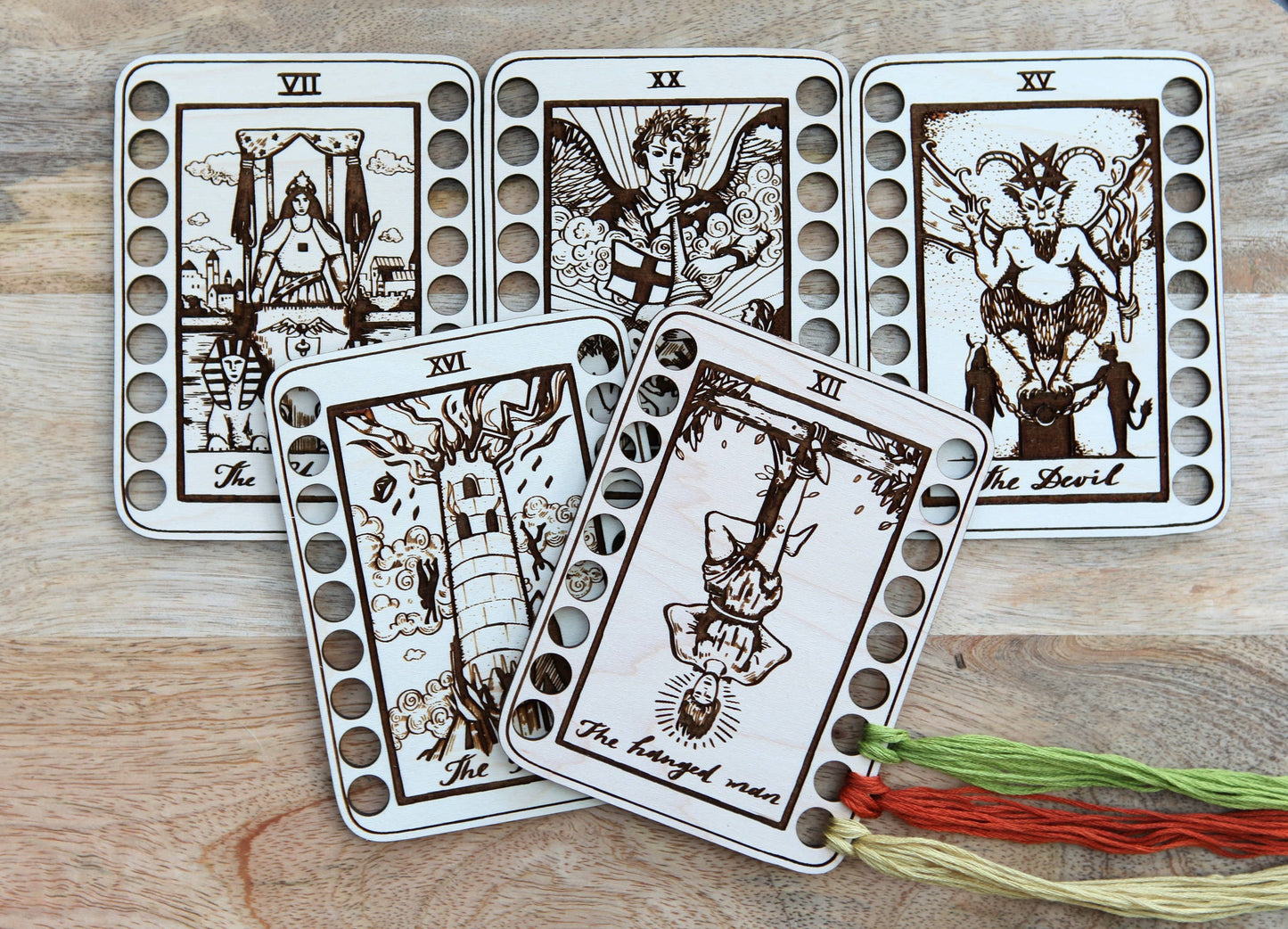 Death Tarot Card Embroidery Floss Holder