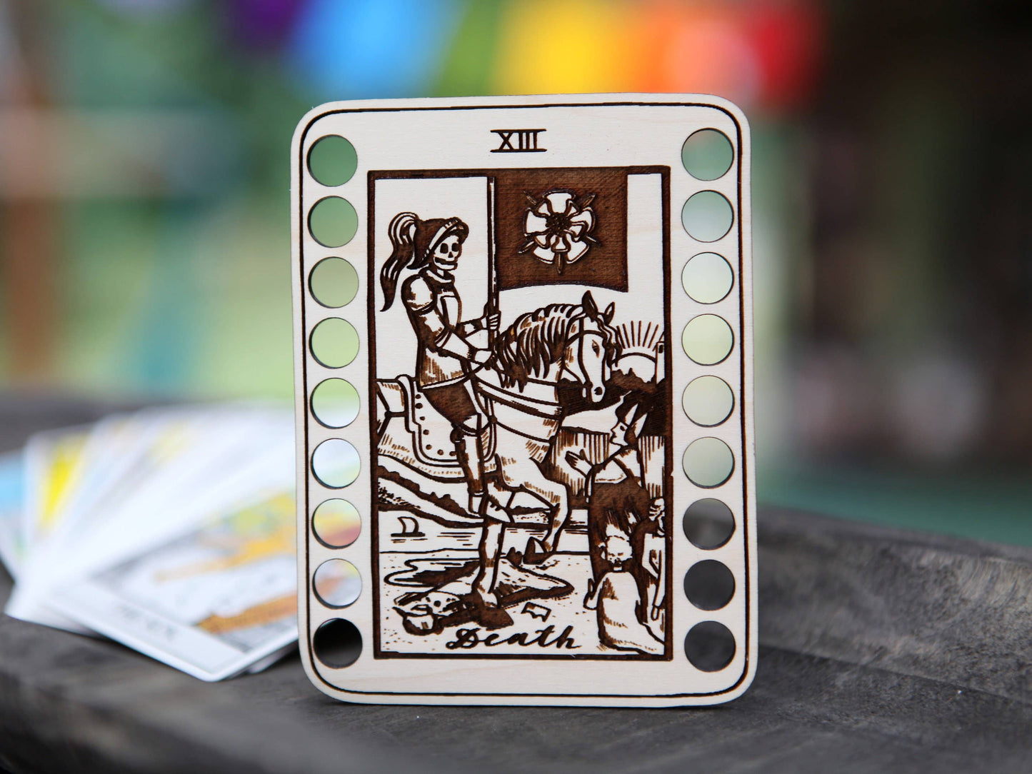 Death Tarot Card Embroidery Floss Holder