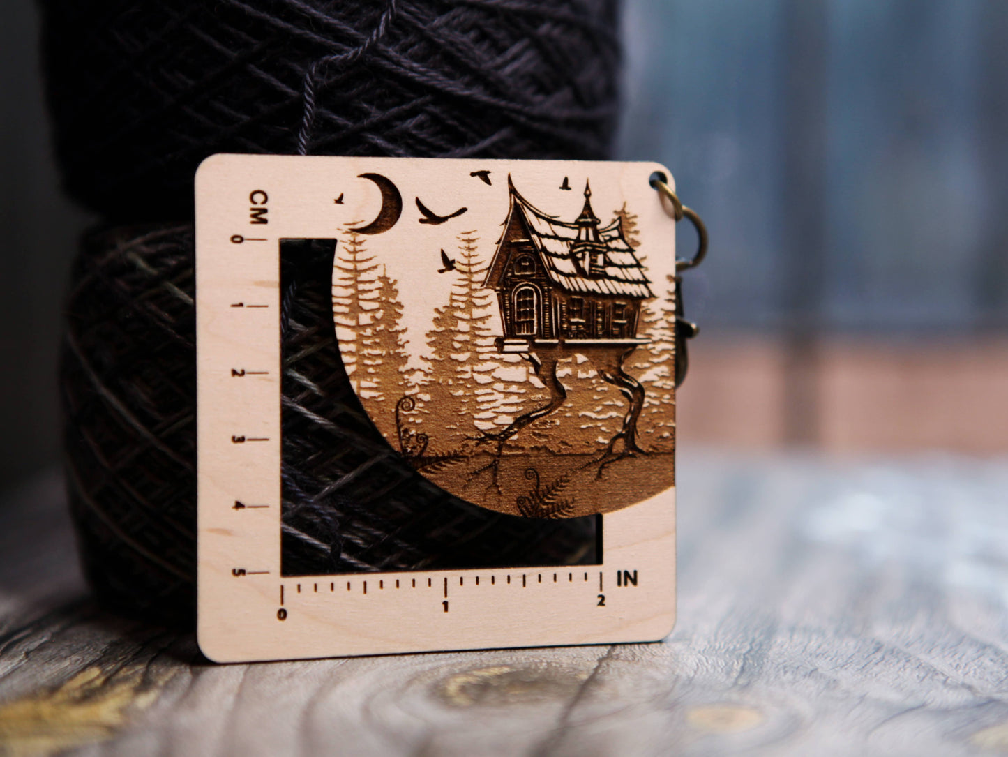 Baba Yaga Forest House Swatch Ruler, Maple & Bronze Clasp