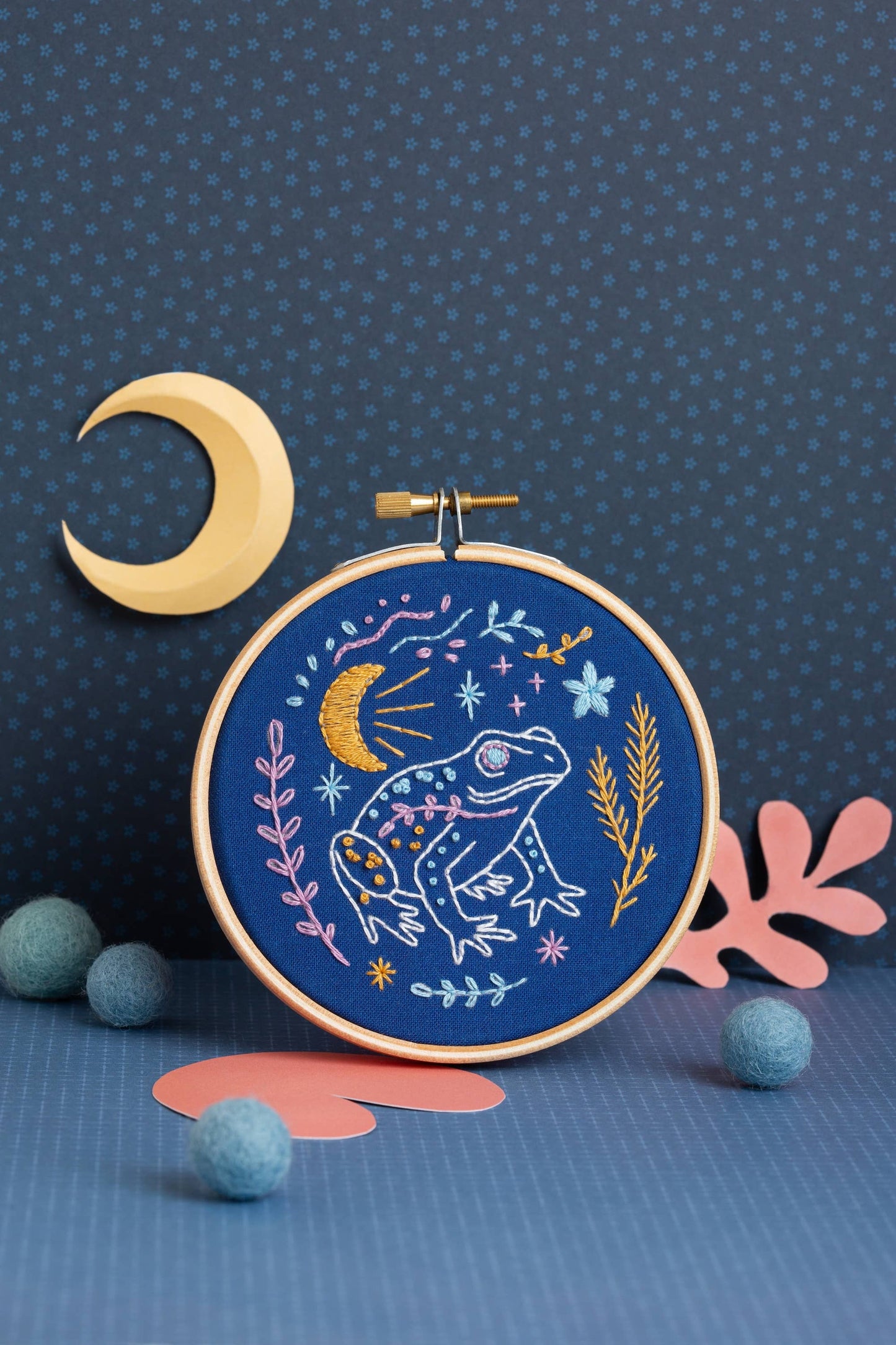 Celestial Frog Mini Embroidery Kit | Complete Craft Kit
