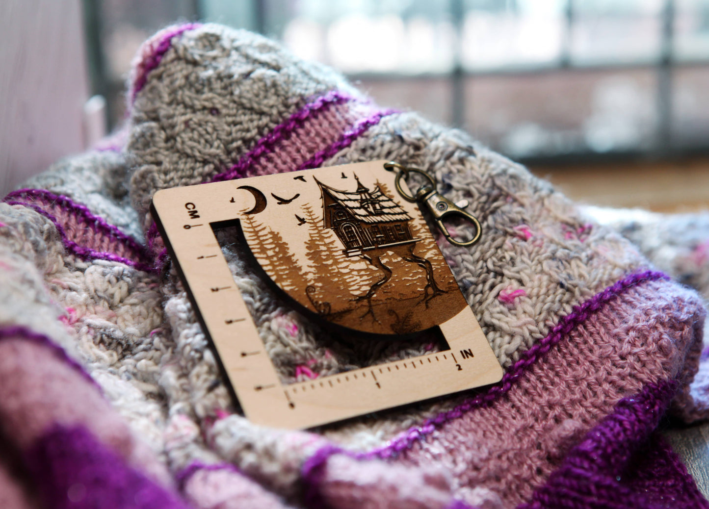 Baba Yaga Forest House Swatch Ruler, Maple & Bronze Clasp