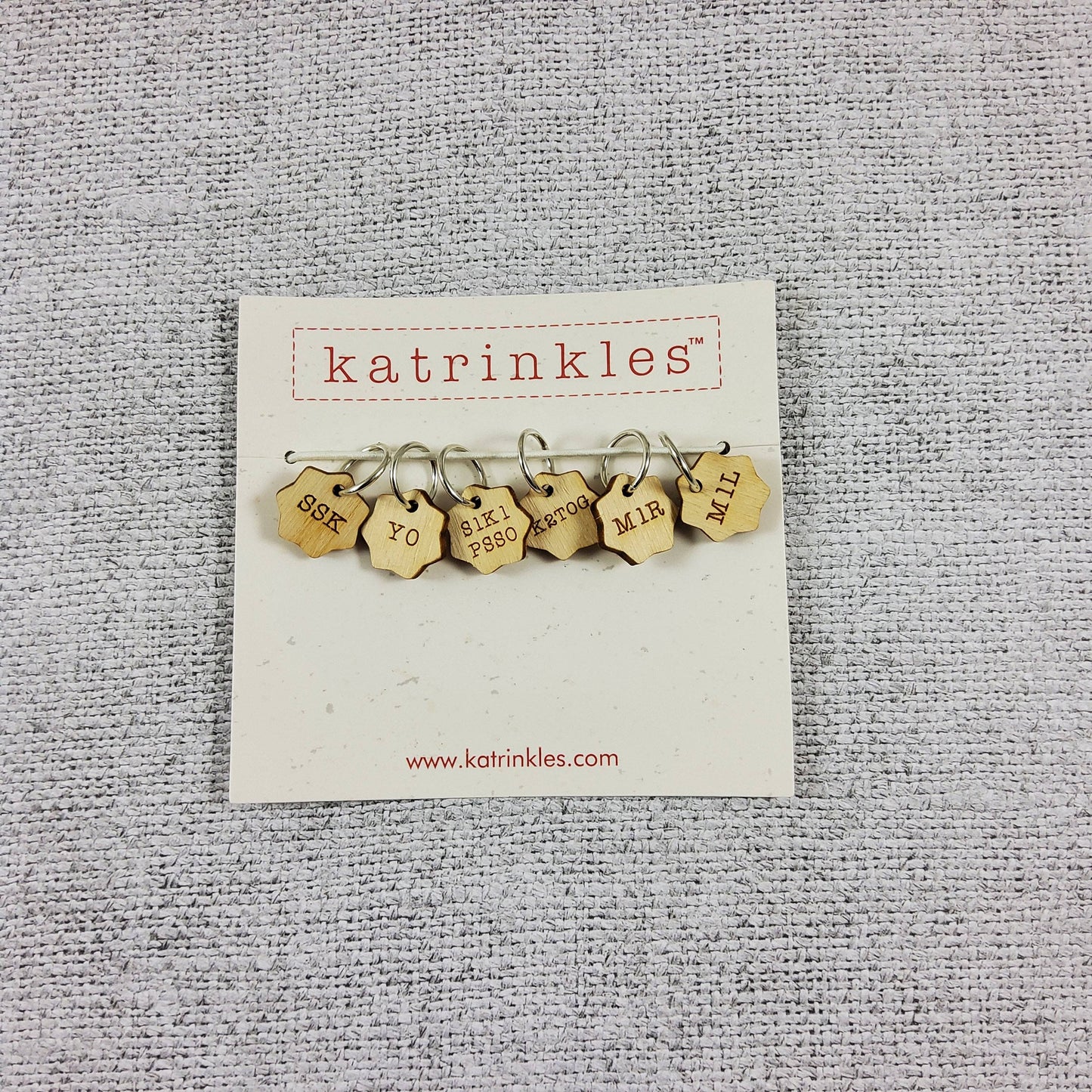 Increase / Decrease Stitch Marker Set - Wood