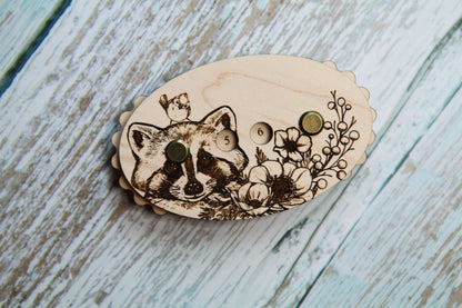 Raccoon with Bird in Forest Knitting and Crochet Row Counter