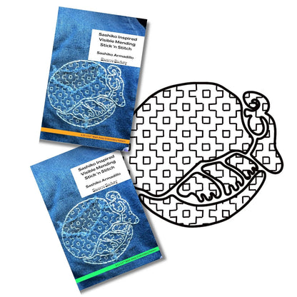 Sashiko Armadillo - Visible Mending Stick and Stitch Pattern