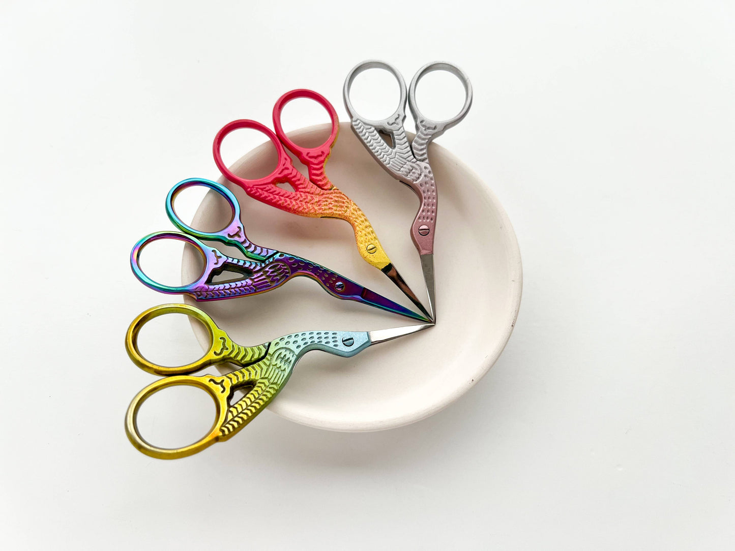 Embroidery Gradient stork scissors