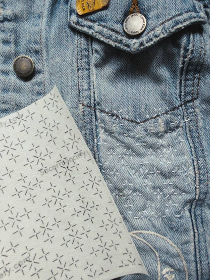 Sashiko Inspired Mending Rice Stitch Diamonds Full Sheet