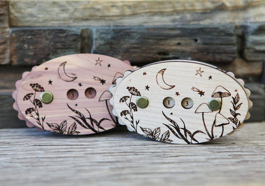 Wooden Star & Moon Knitting Row Counter