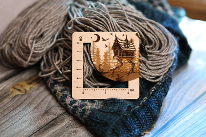 Baba Yaga Forest House Swatch Ruler, Maple & Bronze Clasp