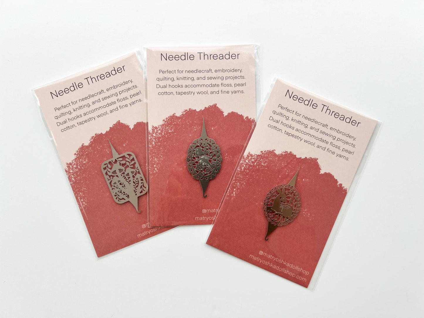 Needle threader for embroidery, cross stitch, sewing