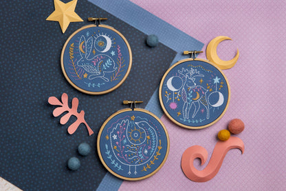 Celestial Bird Mini Embroidery Kit  | Complete Craft Kit for Beginners