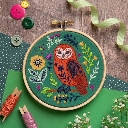 Folk Owl Mini Embroidery Kit | Beginner Craft Kit for Adults