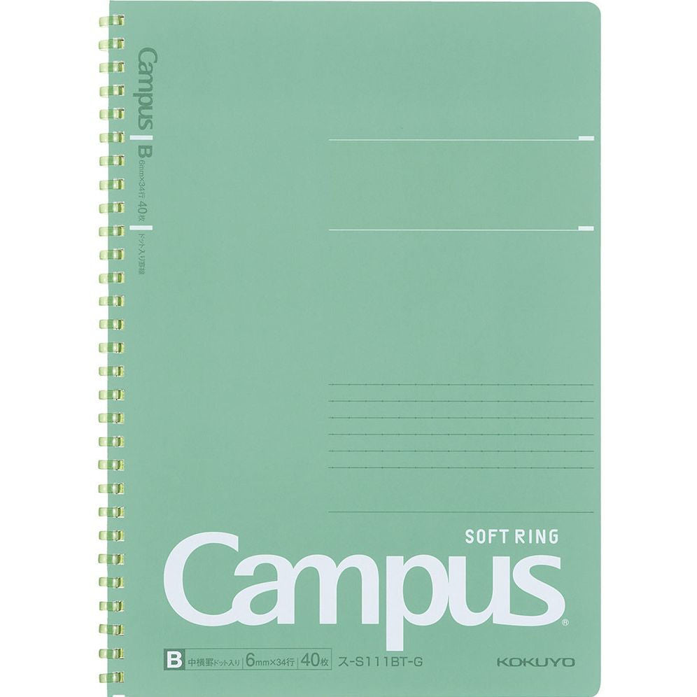 KOKUYO Campus Soft Ring Notebook - B5 6mm Dot Ruled, 40 Sheets