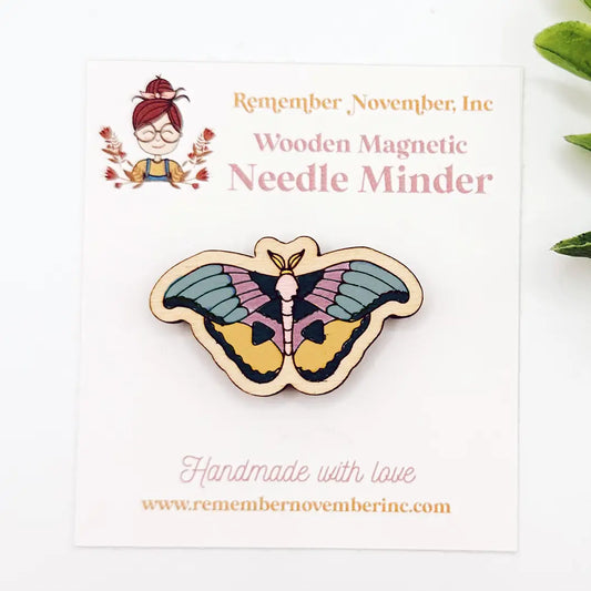 Moth Needle Minder, Wooden Magnetic Needle Minder