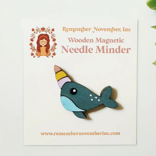 Narwhal Needle Minder, Wooden Magnetic Needle Minder